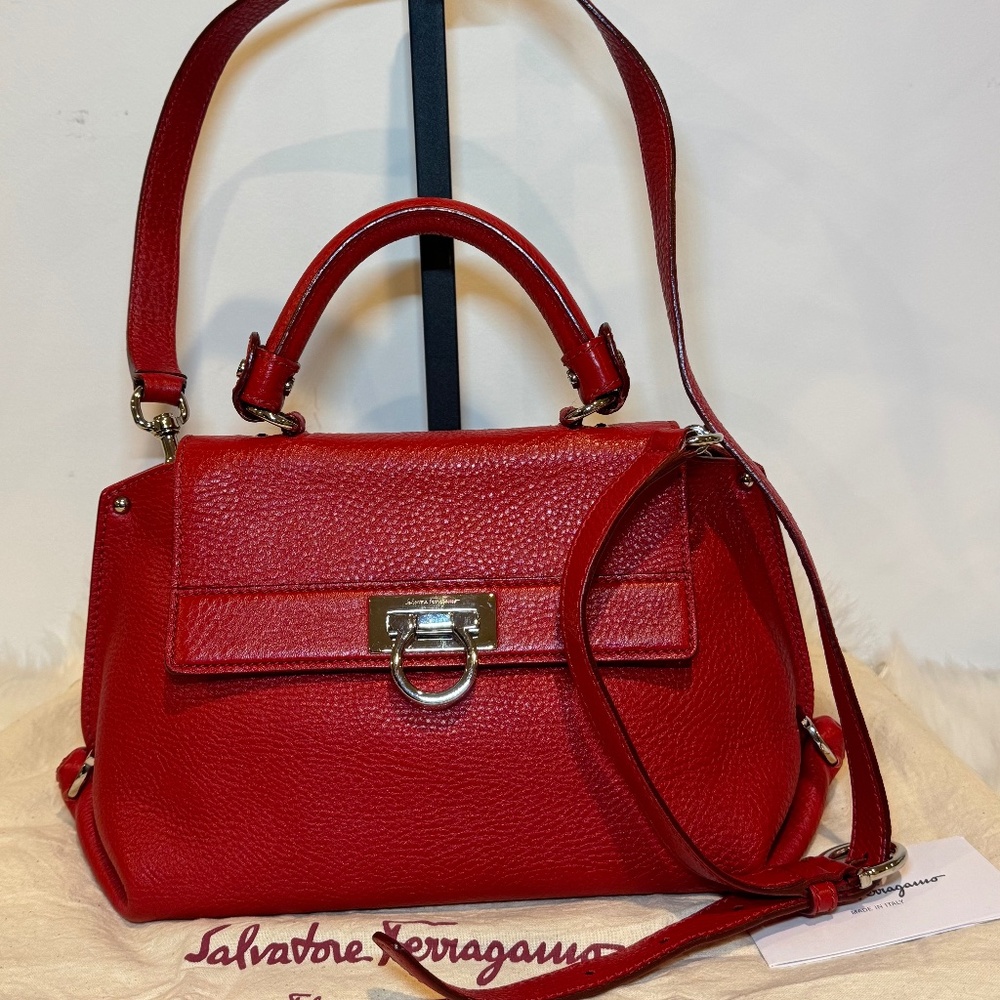 Salvatore Ferragamo Grained Calfskin Sofia Satchel